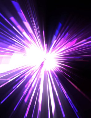 Fütürist mercek patlaması. Parlayan parçacıkları ve çizgileri olan ışık patlaması yıldızı. Güzel soyut ışın arkaplanı.