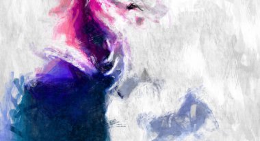 Soyut arkaplanda pürüzlü fırça darbeleri. Fırça boyası. Renkli boya darbeleri. Eşsiz duvar sanatı. Tuvaldeki modern sanat. Renkli çağdaş sanat eserleri. 