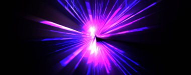 Fütürist mercek patlaması. Parlayan parçacıkları ve çizgileri olan ışık patlaması yıldızı. Güzel soyut ışın arkaplanı.