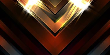 Soyut parlayan geometrik ışıklar arka planda. Fraktal simetrik grafik çizimi. Parıldayan ve parıldayan çubukları kesiştir.