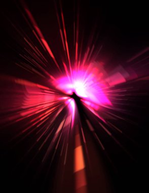 Fütürist mercek patlaması. Parlayan parçacıkları ve çizgileri olan ışık patlaması yıldızı. Güzel soyut ışın arkaplanı.