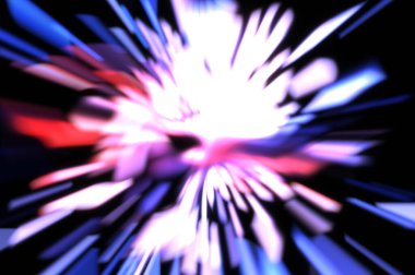 Işık parçacık izleri. Parlayan parçacıkları ve çizgileri olan ışık patlaması yıldızı. Güzel hareketli soyut ışın arkaplanı.