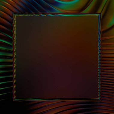 Soyut çerçeveli arkaplan. Renkli, canlı, dalgalı bir duvar kağıdı. Merkezi çerçeveli yaratıcı grafik 2d çizim. Dinamik şekilli modaya uygun sıvı örtüsü.