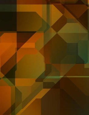 Renkli ve canlı geometrik şekiller katmanları var. Bir teknoloji planının dijital illüstrasyonu. Gelecekçi tasarım şablonu.