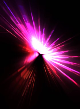 Fütürist mercek patlaması. Parlayan parçacıkları ve çizgileri olan ışık patlaması yıldızı. Güzel soyut ışın arkaplanı.