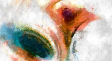 Soyut arkaplanda pürüzlü fırça darbeleri. Fırça boyası. Renkli boya darbeleri. Eşsiz duvar sanatı. Tuvaldeki modern sanat. Renkli çağdaş sanat eserleri. 