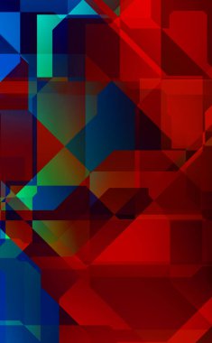 Renkli ve canlı geometrik şekiller katmanları var. Bir teknoloji planının dijital illüstrasyonu. Gelecekçi tasarım şablonu.