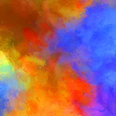 Canlı fırça darbeleriyle boyanmış. Renkli desenli resim. Fırçalanmış duvar kağıdını boya.