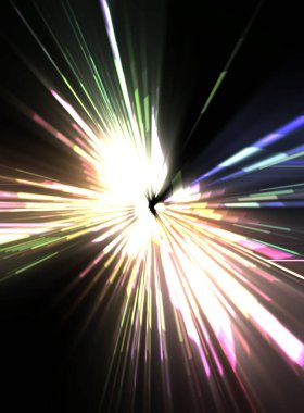 Fütürist mercek patlaması. Parlayan parçacıkları ve çizgileri olan ışık patlaması yıldızı. Güzel soyut ışın arkaplanı.