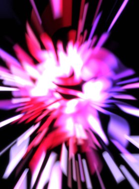 Işık parçacık izleri. Parlayan parçacıkları ve çizgileri olan ışık patlaması yıldızı. Güzel hareketli soyut ışın arkaplanı.