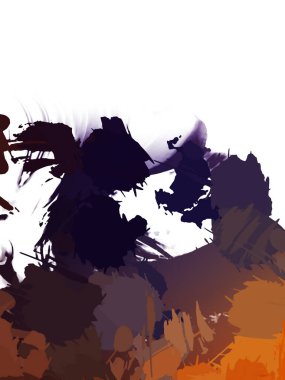 Taranmış Boyalı Soyut Arkaplan. Vahşi kaotik fırça darbeleri. Boya darbeleri. 2D İllüstrasyon. Fırça darbeli resim. 