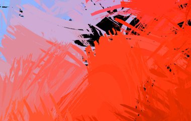 Vahşi fırça darbeleriyle yaratıcı soyut resim. Artistik fırça darbeleriyle donatılmış. Renkli ve canlı bir tasvir. Boyalı sanat.