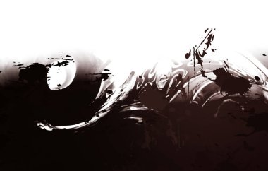 Taranmış Boyalı Soyut Arkaplan. Vahşi kaotik fırça darbeleri. Boya darbeleri. 2D İllüstrasyon. Fırça darbeli resim. 