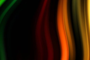 Siyah arka planda renkli düz çizgiler. Sıvı ve sıvı renkli dalgalar karanlıkta akıyor. Duvar kağıdı, afiş, arkaplan, kart, kitap, kapak, poster, afiş, broşür