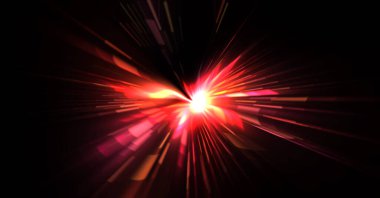 Fütürist mercek patlaması. Parlayan parçacıkları ve çizgileri olan ışık patlaması yıldızı. Güzel soyut ışın arkaplanı.