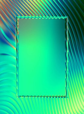 Soyut çerçeveli arkaplan. Renkli, canlı, dalgalı bir duvar kağıdı. Merkezi çerçeveli yaratıcı grafik 2d çizim. Dinamik şekilli modaya uygun sıvı örtüsü.