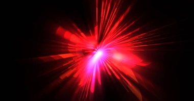 Fütürist mercek patlaması. Parlayan parçacıkları ve çizgileri olan ışık patlaması yıldızı. Güzel soyut ışın arkaplanı.