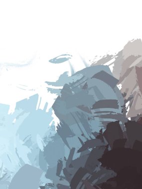 Taranmış Boyalı Soyut Arkaplan. Vahşi kaotik fırça darbeleri. Boya darbeleri. 2D İllüstrasyon. Fırça darbeli resim. 