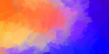 Renkli fırça darbelerinin soyut arkaplanı. Fırçalanmış canlı duvar kâğıdı. Resmedilmiş sanatsal bir eser. Eşsiz ve yaratıcı illüstrasyon. Fırça darbesi ile boyanmış. Duvar sanatı.