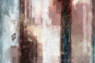 Soyut arkaplanda pürüzlü fırça darbeleri. Fırça boyası. Renkli boya darbeleri. Eşsiz duvar sanatı. Tuvaldeki modern sanat. Renkli çağdaş sanat eserleri. 