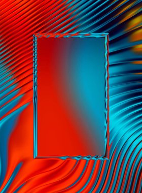 Soyut çerçeveli arkaplan. Renkli, canlı, dalgalı bir duvar kağıdı. Merkezi çerçeveli yaratıcı grafik 2d çizim. Dinamik şekilli modaya uygun sıvı örtüsü.