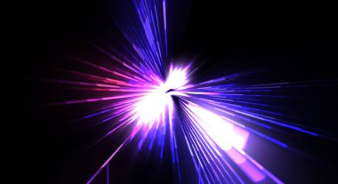 Fütürist mercek patlaması. Parlayan parçacıkları ve çizgileri olan ışık patlaması yıldızı. Güzel soyut ışın arkaplanı.