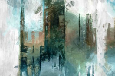 Soyut arkaplanda pürüzlü fırça darbeleri. Fırça boyası. Renkli boya darbeleri. Eşsiz duvar sanatı. Tuvaldeki modern sanat. Renkli çağdaş sanat eserleri. 