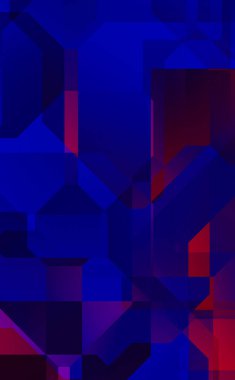 Renkli ve canlı geometrik şekiller katmanları var. Bir teknoloji planının dijital illüstrasyonu. Gelecekçi tasarım şablonu.