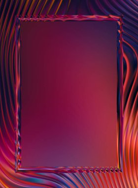 Soyut çerçeveli arkaplan. Renkli, canlı, dalgalı bir duvar kağıdı. Merkezi çerçeveli yaratıcı grafik 2d çizim. Dinamik şekilli modaya uygun sıvı örtüsü.