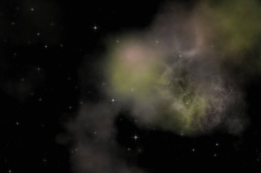 Galaksi uzayındaki yıldız alanı renkli nebula ile. Uzayın derinliklerinin bilim kurgu geçmişi. Ruhsal duvar kağıdı.