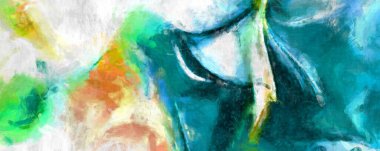 Soyut arkaplanda pürüzlü fırça darbeleri. Fırça boyası. Renkli boya darbeleri. Eşsiz duvar sanatı. Tuvaldeki modern sanat. Renkli çağdaş sanat eserleri. 