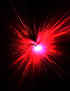 Fütürist mercek patlaması. Parlayan parçacıkları ve çizgileri olan ışık patlaması yıldızı. Güzel soyut ışın arkaplanı.