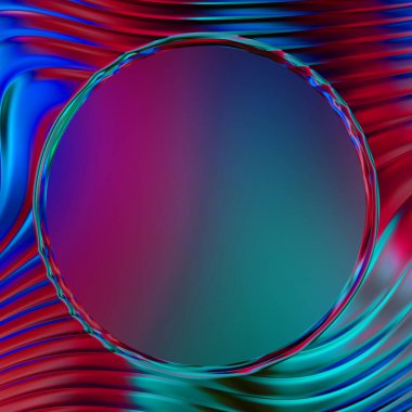 Soyut çerçeveli arkaplan. Renkli, canlı, dalgalı bir duvar kağıdı. Merkezi çerçeveli yaratıcı grafik 2d çizim. Dinamik şekilli modaya uygun sıvı örtüsü.