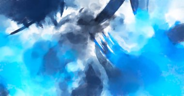 El yapımı sürreal soyut desenli suluboya. Modern sanatsal resim. 2D çizim. Arkaplan boyası karışımı. Yaratıcı duvar sanatı. Çağdaş sanat