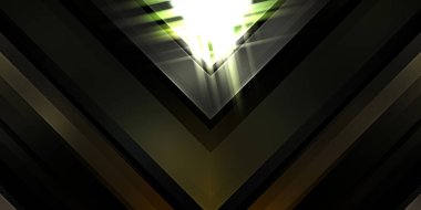 Soyut parlayan geometrik ışıklar arka planda. Fraktal simetrik grafik çizimi. Parıldayan ve parıldayan çubukları kesiştir.