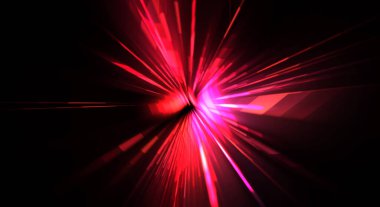 Fütürist mercek patlaması. Parlayan parçacıkları ve çizgileri olan ışık patlaması yıldızı. Güzel soyut ışın arkaplanı.