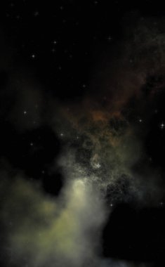 Galaksi uzayındaki yıldız alanı renkli nebula ile. Uzayın derinliklerinin bilim kurgu geçmişi. Ruhsal duvar kağıdı.