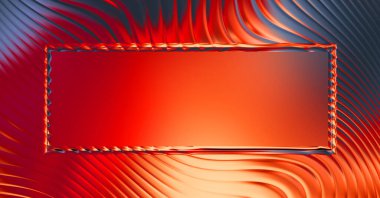 Soyut çerçeveli arkaplan. Renkli, canlı, dalgalı bir duvar kağıdı. Merkezi çerçeveli yaratıcı grafik 2d çizim. Dinamik şekilli modaya uygun sıvı örtüsü.