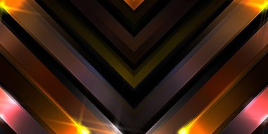 Soyut parlayan geometrik ışıklar arka planda. Fraktal simetrik grafik çizimi. Parıldayan ve parıldayan çubukları kesiştir.