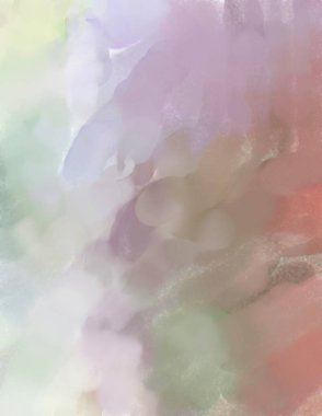 Yumuşak suluboya duvar kağıdı. Hafifçe fırçalanmış renkleri olan sanatsal bir resim. Pastel renkler arkaplana dokunmuş. Soyut duvar sanatı..