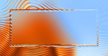 Soyut çerçeveli arkaplan. Renkli, canlı, dalgalı bir duvar kağıdı. Merkezi çerçeveli yaratıcı grafik 2d çizim. Dinamik şekilli modaya uygun sıvı örtüsü.