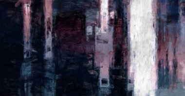 Soyut arkaplanda pürüzlü fırça darbeleri. Fırça boyası. Renkli boya darbeleri. Eşsiz duvar sanatı. Tuvaldeki modern sanat. Renkli çağdaş sanat eserleri. 