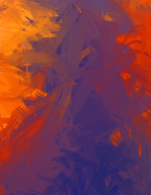 Renkli fırça darbelerinin 2D çizimi. Dekoratif desenli resim. canlı boya desenli arkaplan.