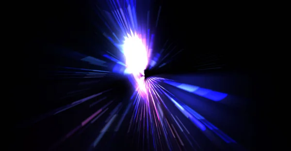 Futuristic Lens Flare Light Explosion Star Glowing Particles Lines Beautiful — Stock Photo, Image