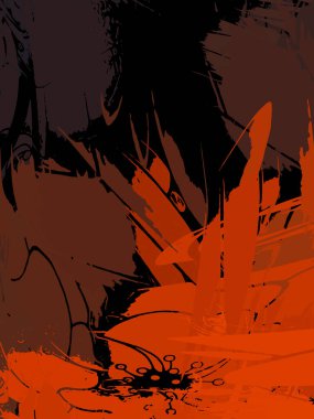 Vahşi fırça darbeleriyle yaratıcı soyut resim. Artistik fırça darbeleriyle donatılmış. Renkli ve canlı bir tasvir. Boyalı sanat.