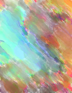 Çağdaş sanat. El yapımı resim. Modern sanat eserleri. Yüzeyde suluboya fırça darbeleriyle resim yapmak. 2D çizim. Sanatsal arkaplan resmi. Tablo üzerinde soyut resim. Renkli doku.