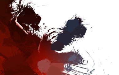 Duvar sanatı Eşsiz ve yaratıcı illüstrasyon. Fırça darbesi ile boyanmış. Renkli fırça darbelerinin soyut arkaplanı. Fırçalanmış canlı duvar kâğıdı. Boyalı sanatsal yaratım.