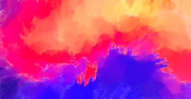 Çağdaş sanat. El yapımı resim. Modern sanat eserleri. Yüzeyde suluboya fırça darbeleriyle resim yapmak. 2D çizim. Sanatsal arkaplan resmi. Tablo üzerinde soyut resim. Renkli doku.