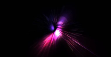 Fütürist mercek patlaması. Parlayan parçacıkları ve çizgileri olan ışık patlaması yıldızı. Güzel soyut ışın arkaplanı.