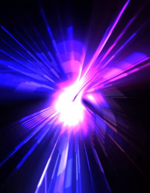 Fütürist mercek patlaması. Parlayan parçacıkları ve çizgileri olan ışık patlaması yıldızı. Güzel soyut ışın arkaplanı.